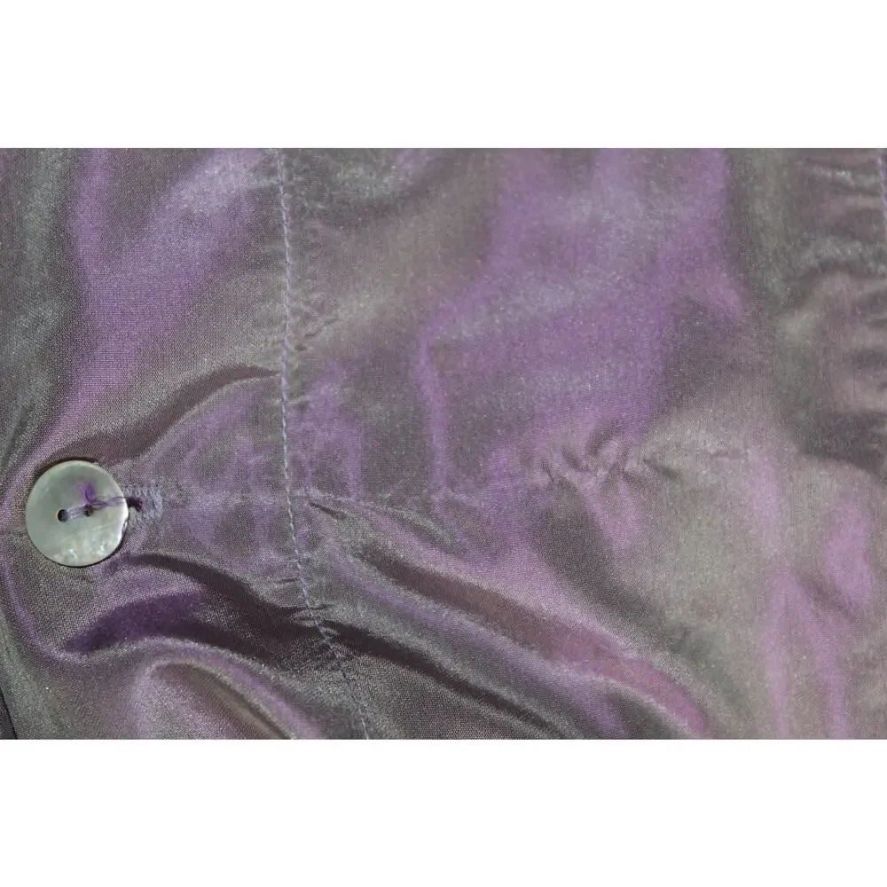 VTG Y2K 90s Base coat dress iridescent purple gray 100% silk taffeta M cyber - Picture 7 of 7